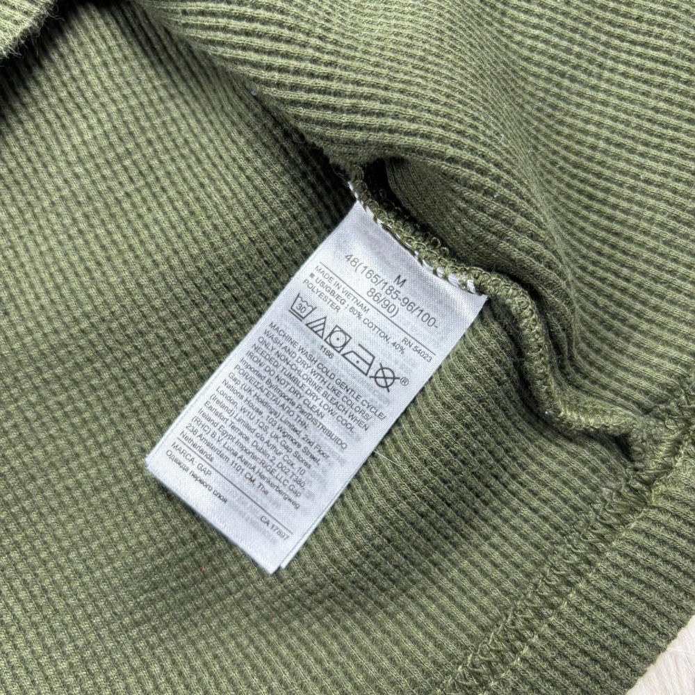 Gap Men's M Green Crew Waffle Knit Long Sleeve Top Thermal Cabincore Normcore - Picture 3 of 4